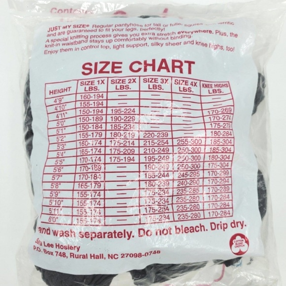 Just My Size jms Pantyhose Control Top 4 Pair- 1 Pack  Off Black 2X - Picture 3 of 4